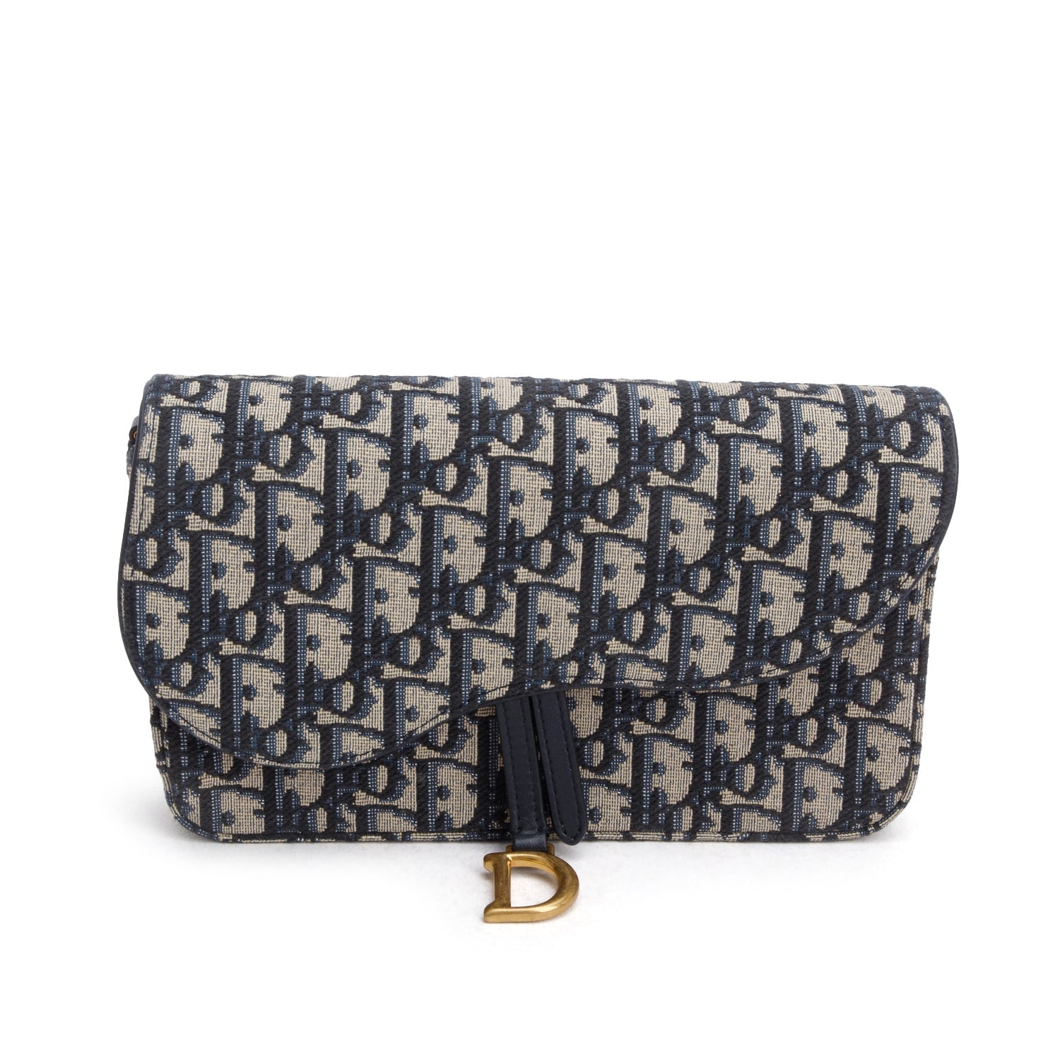 Christian Dior 2024 Oblique Jacquard Saddle Pouch with Chain