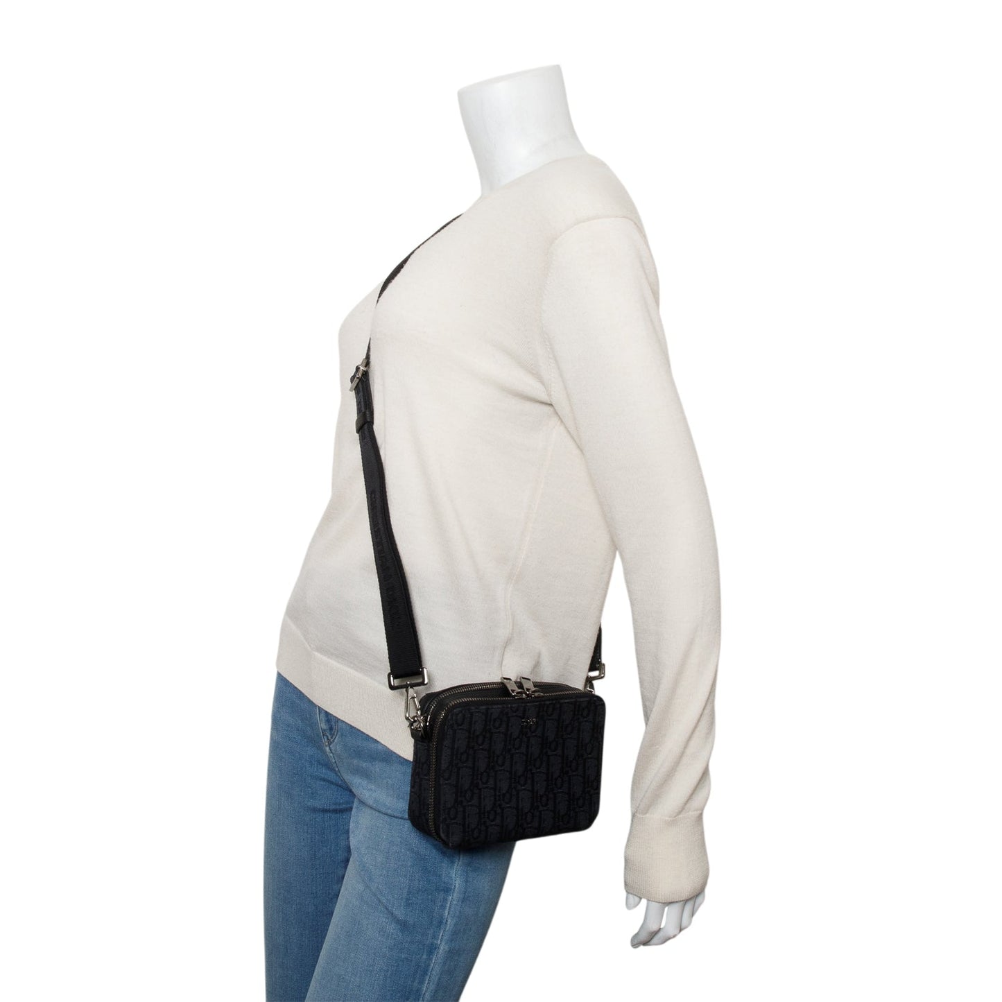 Christian Dior 2020 Black Oblique Jacquard Zipped Pouch