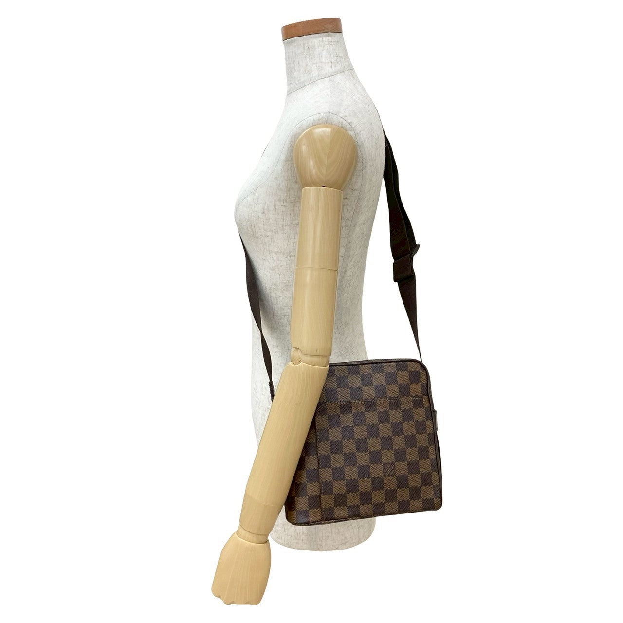 LOUIS VUITTON Shoulder Bag leather Brown Damier Olaf PM