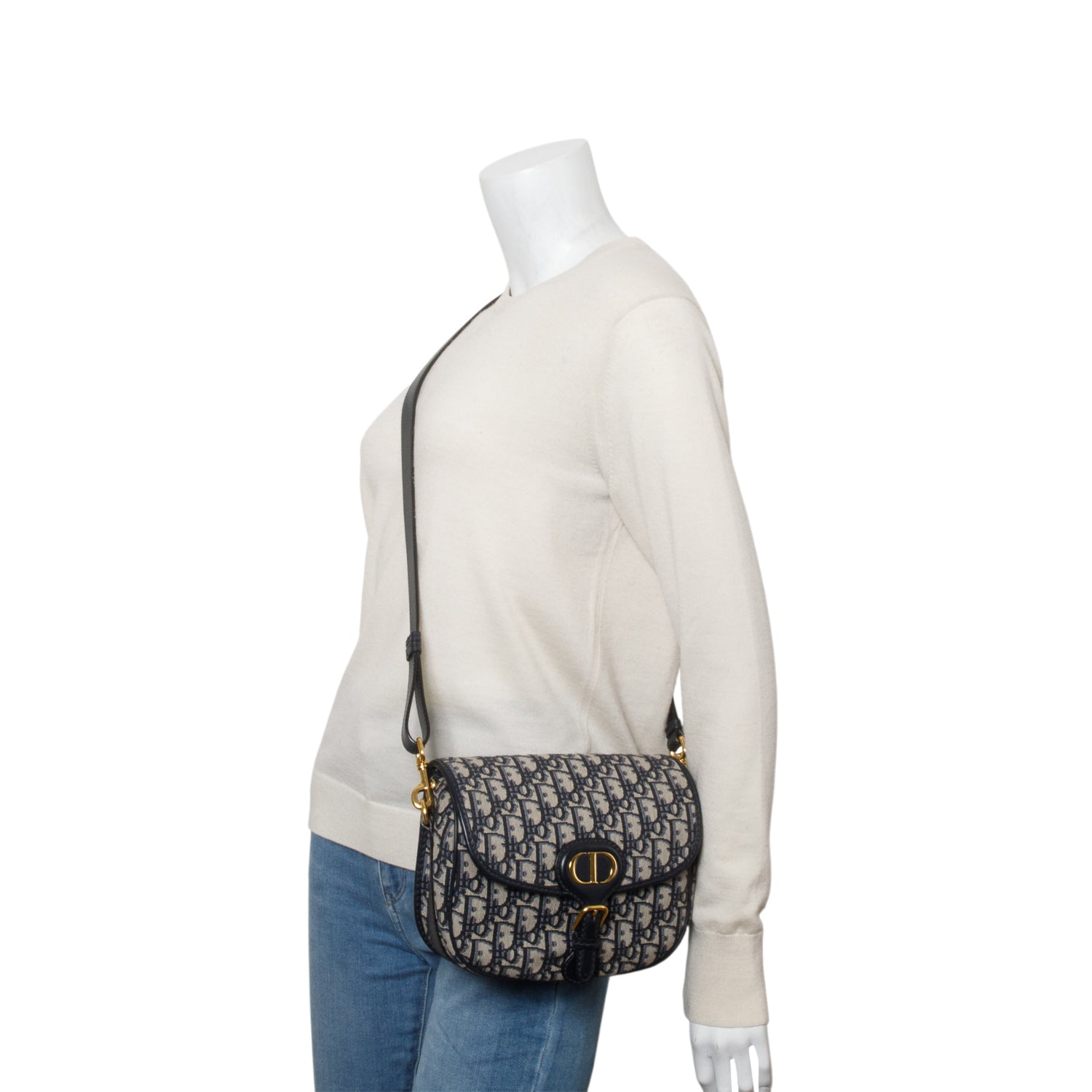 Christian Dior 2020 Blue Oblique Jacquard Medium Bobby Bag