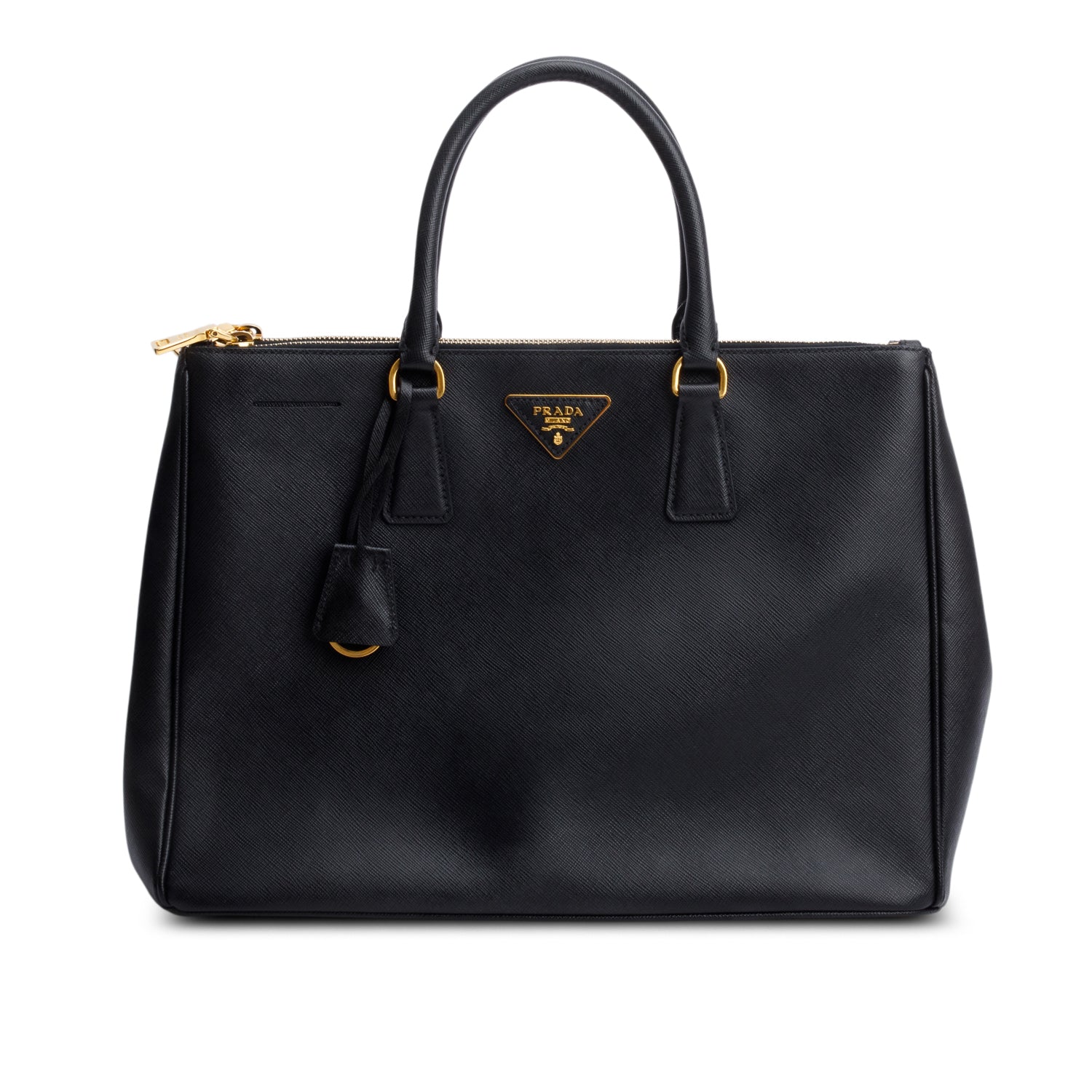 Prada Black Saffiano Lux Large Double Zip Galleria Tote