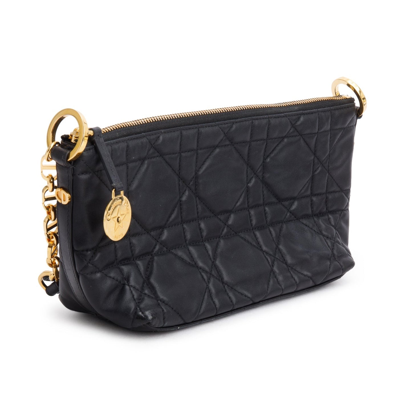 Christian Dior 2025 Black Macrocannage Lambskin Diorstar Hobo Bag