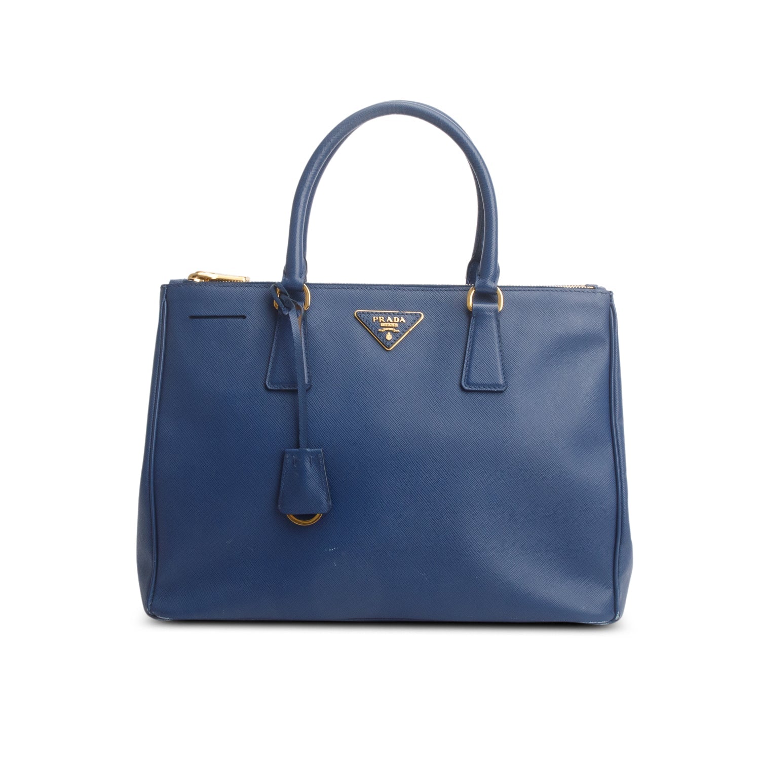 Prada Blue Saffiano Lux Medium Double Zip Galleria Tote