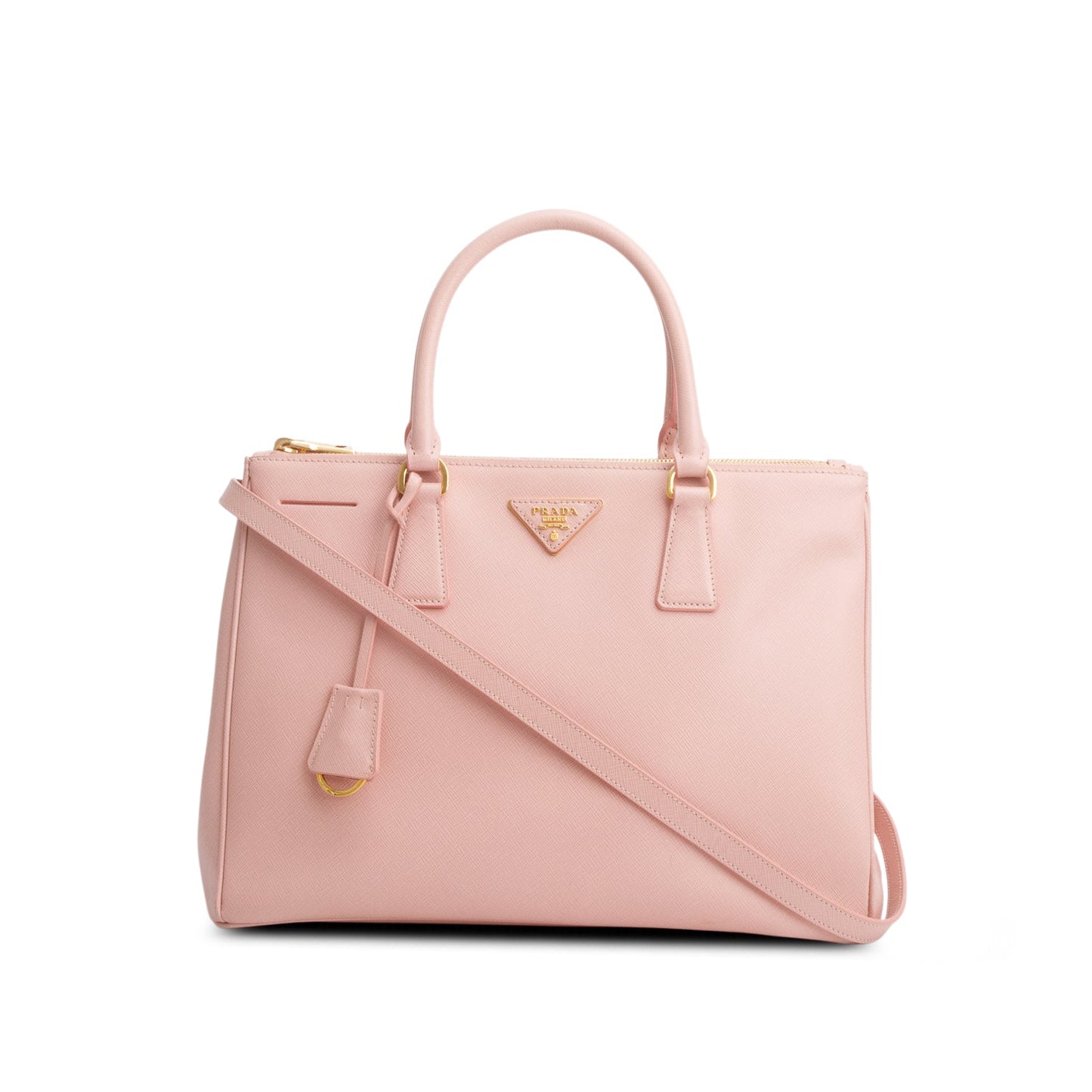 Prada Pink Saffiano Lux Medium Double Zip Galleria Tote