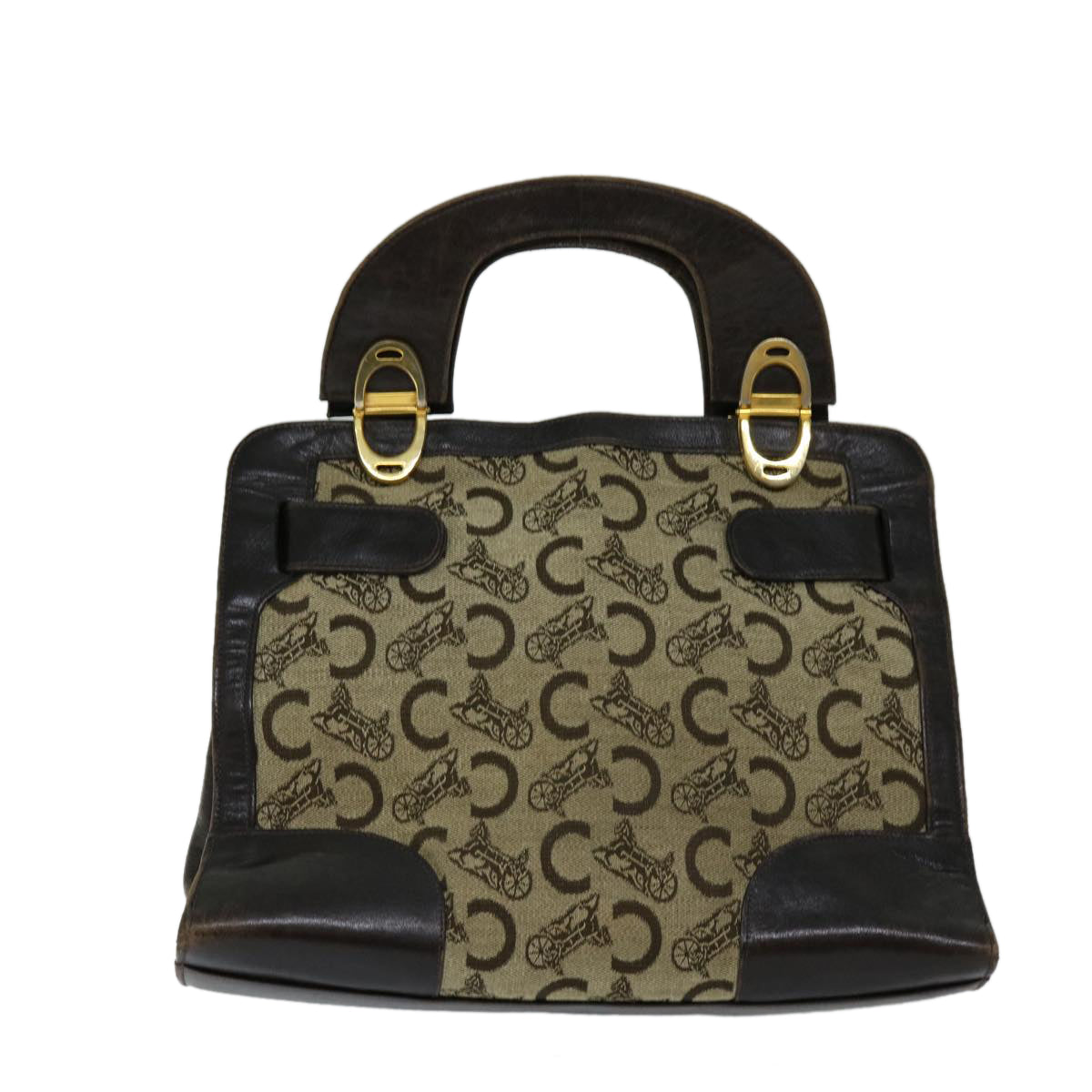 Luxury CELINE C Macadam Canvas Hand Bag Beige 69570