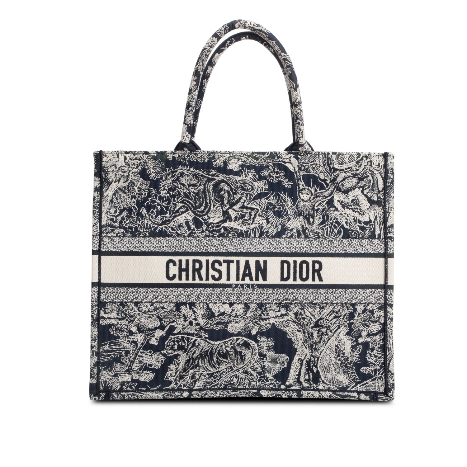 Christian Dior 2022 Canvas Embroidered Large Dioriviera Toile de Jouy Reverse Book Tote