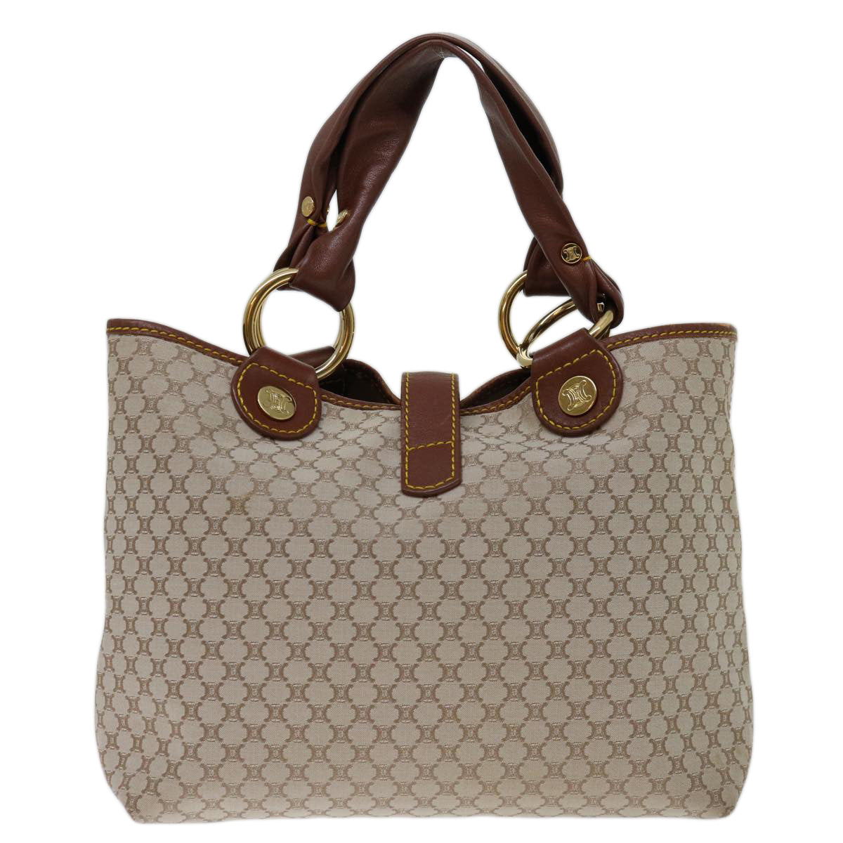 Luxury CELINE Macadam Canvas Hand Bag Beige 69629