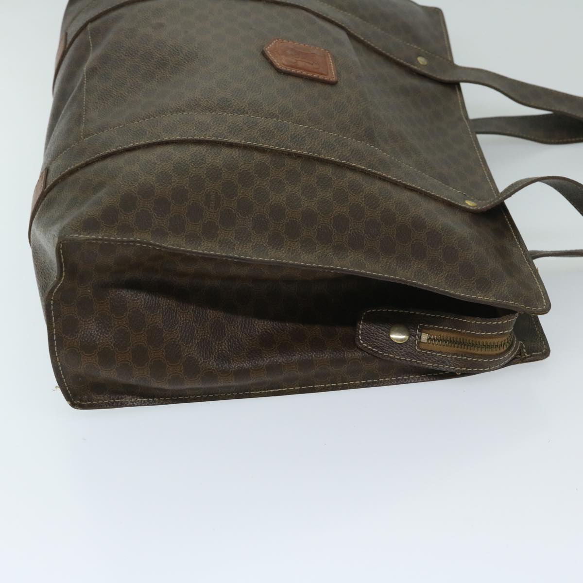 Luxury CELINE Macadam Canvas Tote Bag PVC Leather Brown 69630