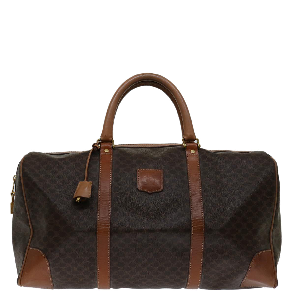 Luxury CELINE Macadam Canvas Boston Bag PVC Brown 69632