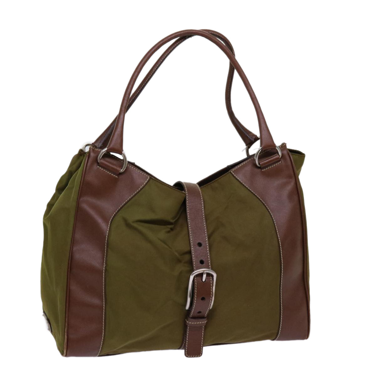 PRADA Tote Bag Nylon Khaki Auth 69650