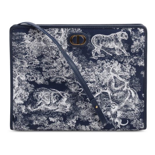 Christian Dior 2024 Blue Toile de Jouy Reverse Jacquard Dea 30 Montaigne Pouch