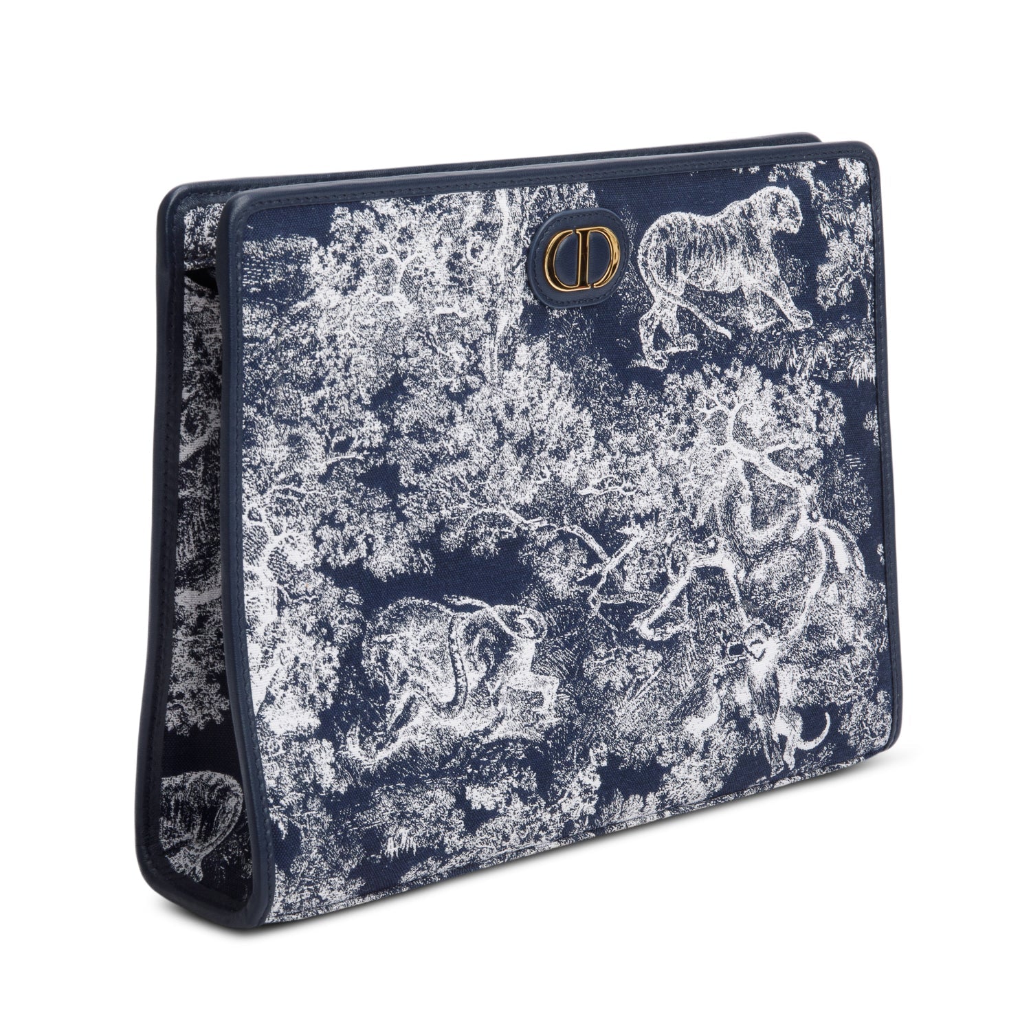 Christian Dior 2024 Blue Toile de Jouy Reverse Jacquard Dea 30 Montaigne Pouch