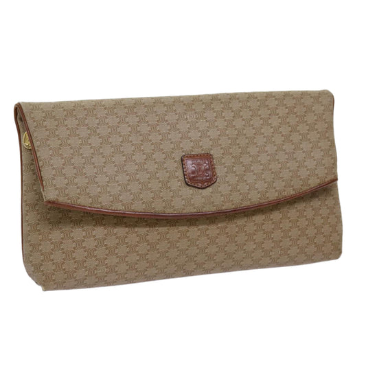 Luxury CELINE Macadam Canvas Clutch Bag PVC Beige Brown 69882