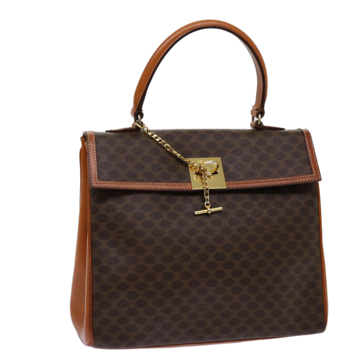Luxury CELINE Macadam Canvas Hand Bag PVC Brown 69890