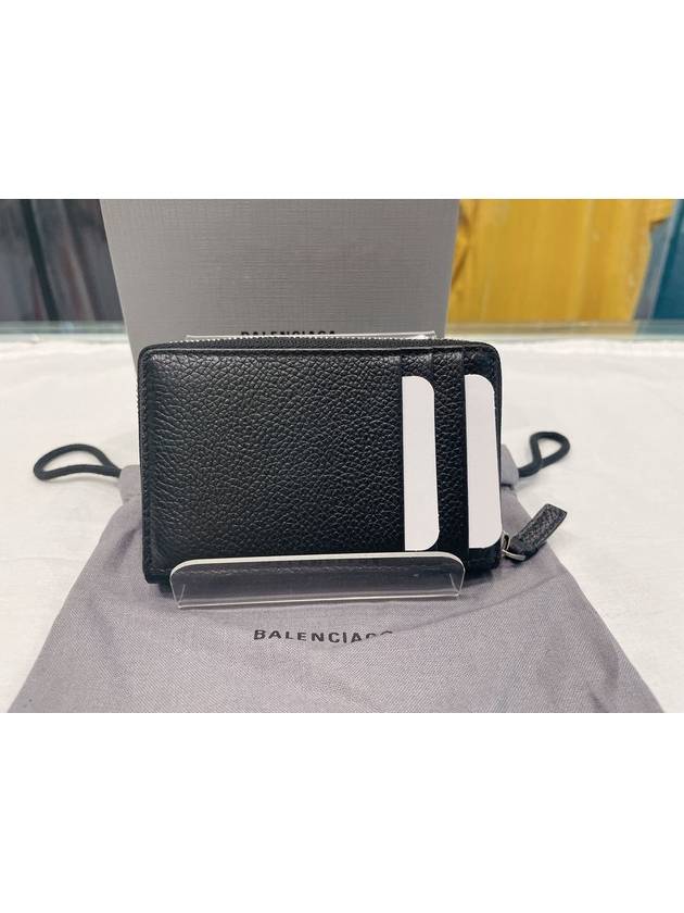 Luxury Balenciaga Trending 2025 Logo Zip Around Half Wallet Black