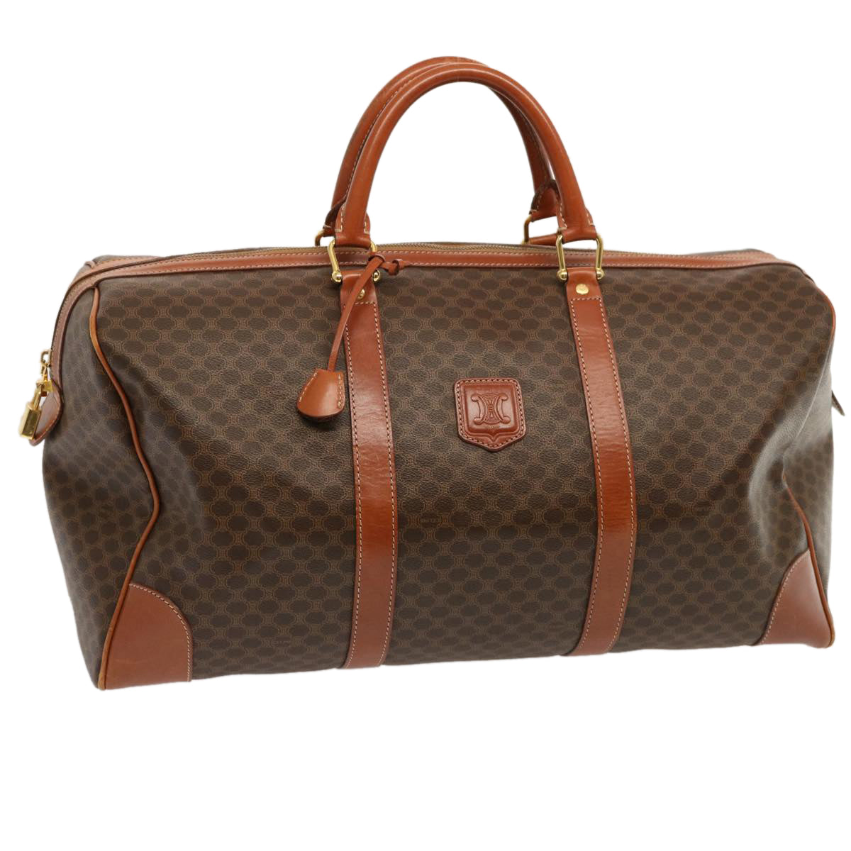 Luxury CELINE Macadam Canvas Boston Bag PVC Brown 69967