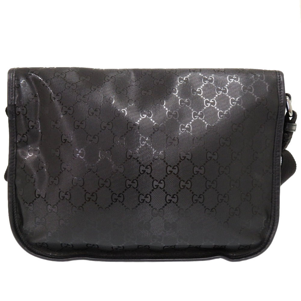GUCCI Shoulder Bag 201732 PVC coated canvas black GG implementation Messenger bag mens