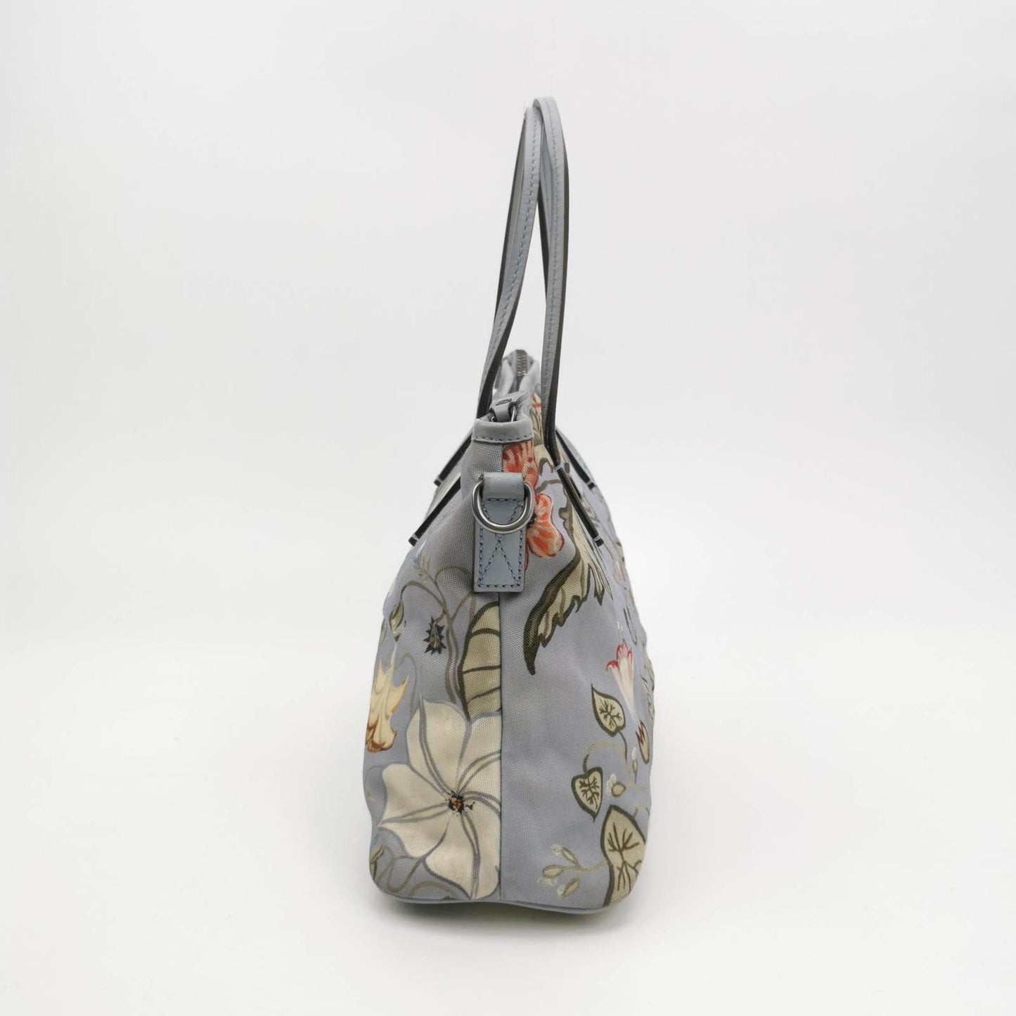 Gucci Flora Knight Tote Blue Nylon and Leather Small