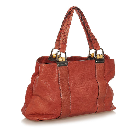 Gucci Bamboo Red Leather Tote Style 2