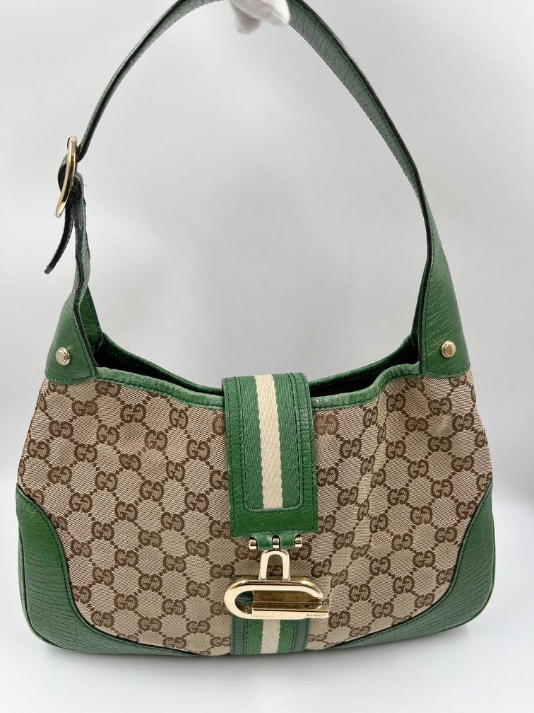 Gucci Jackie Leather Canvas Shoulder Bag Style 17