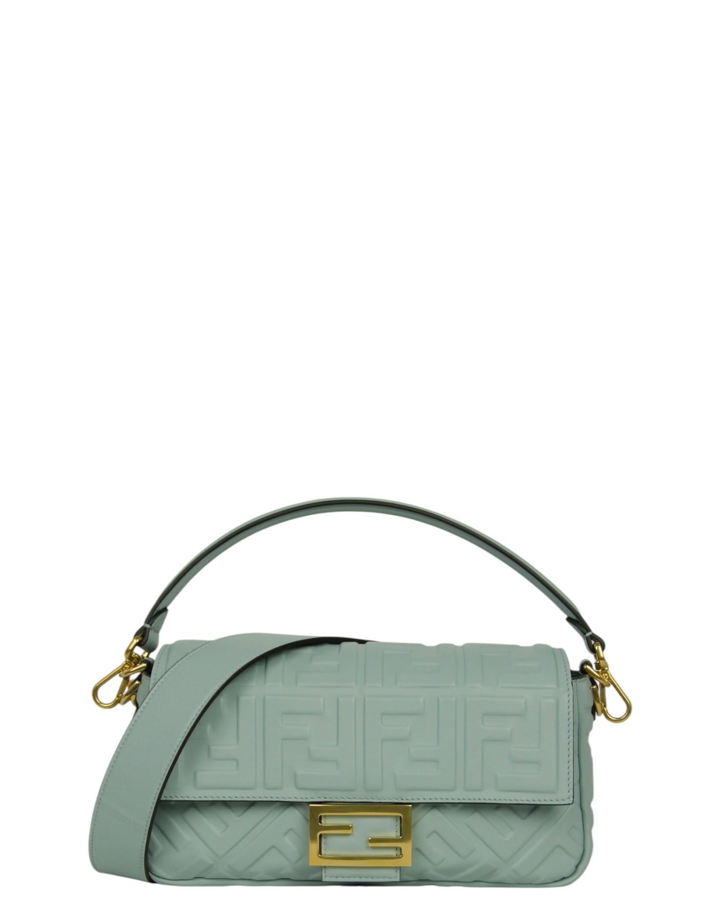 Fendi Blue Embossed FF 1974 Medium Baguette NM