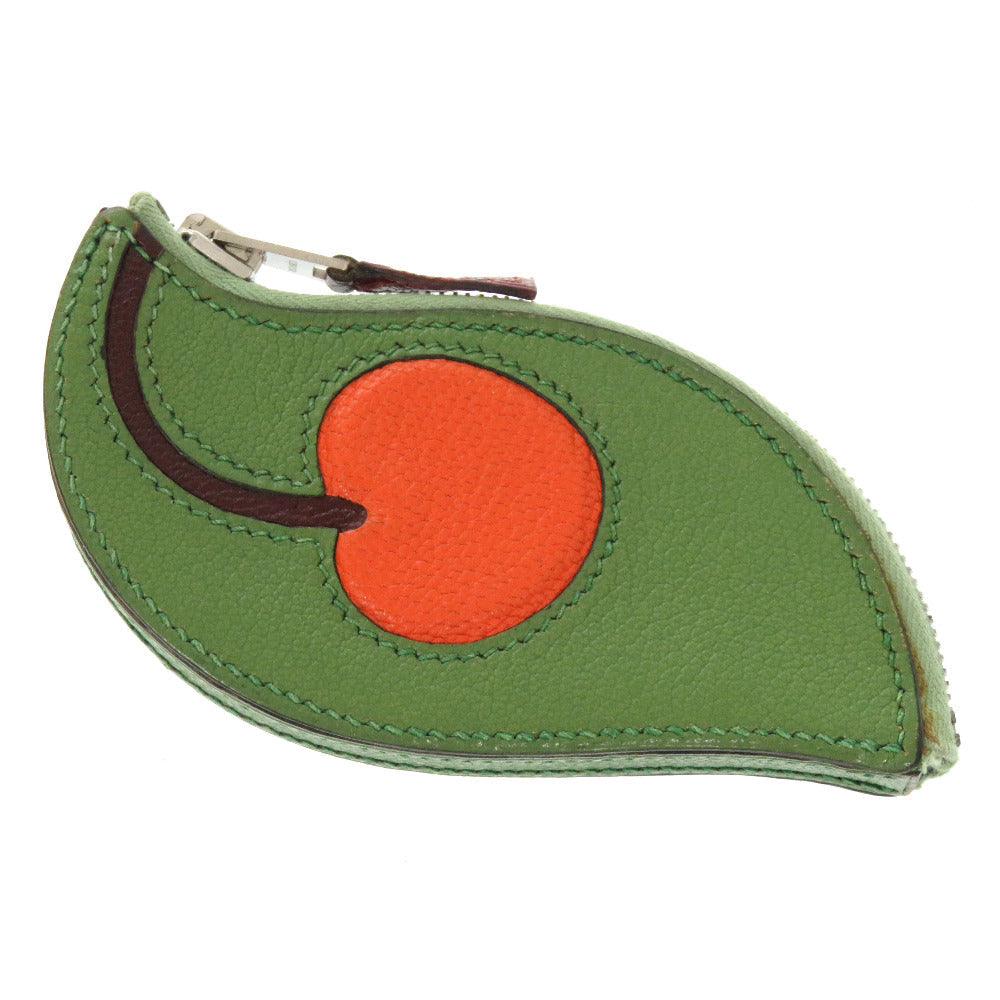 HERMES Coin case Courchevel green Tutti frutti cherry Women