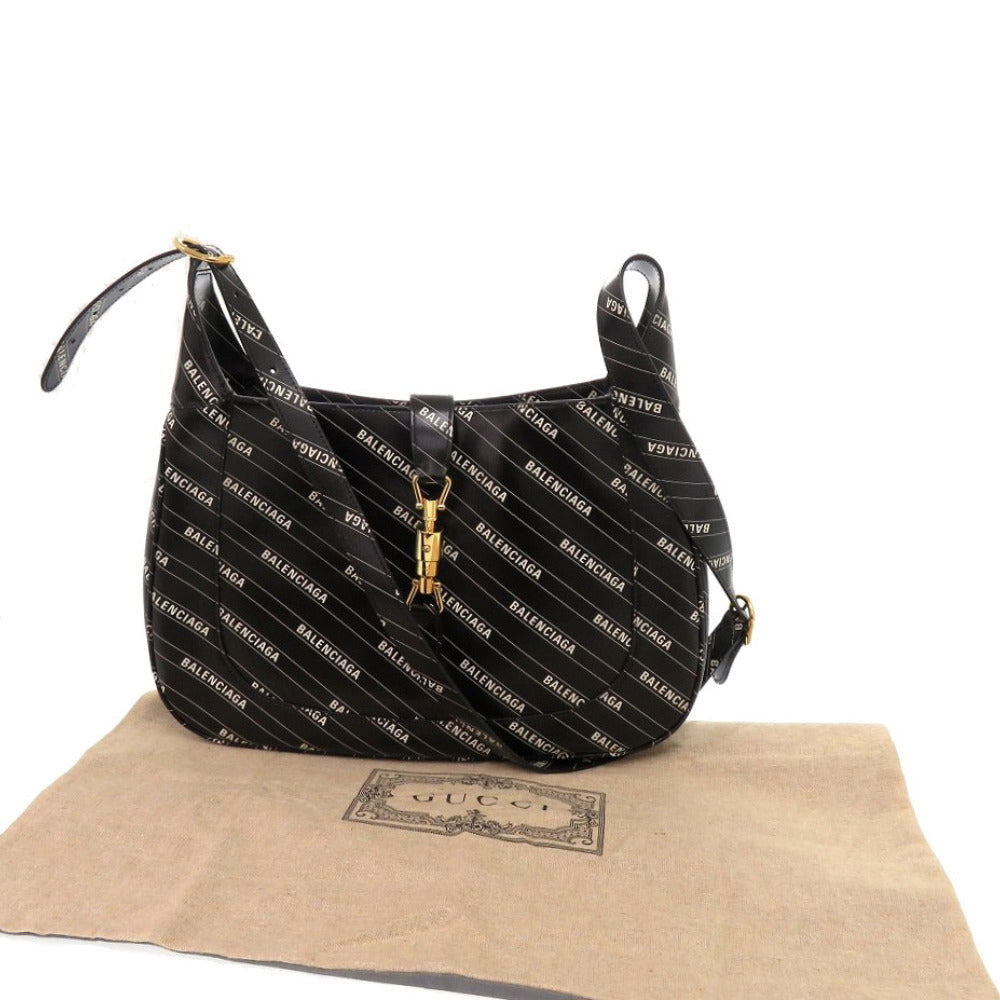 GUCCI Shoulder Bag 636712 leather black The Hacker Project Balenciaga Collaboration Jackie 1961 Women
