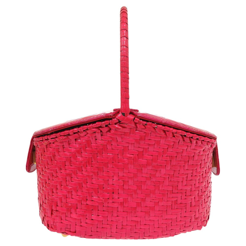 FENDI Handbag straw pink Basket bag vanity bag Women