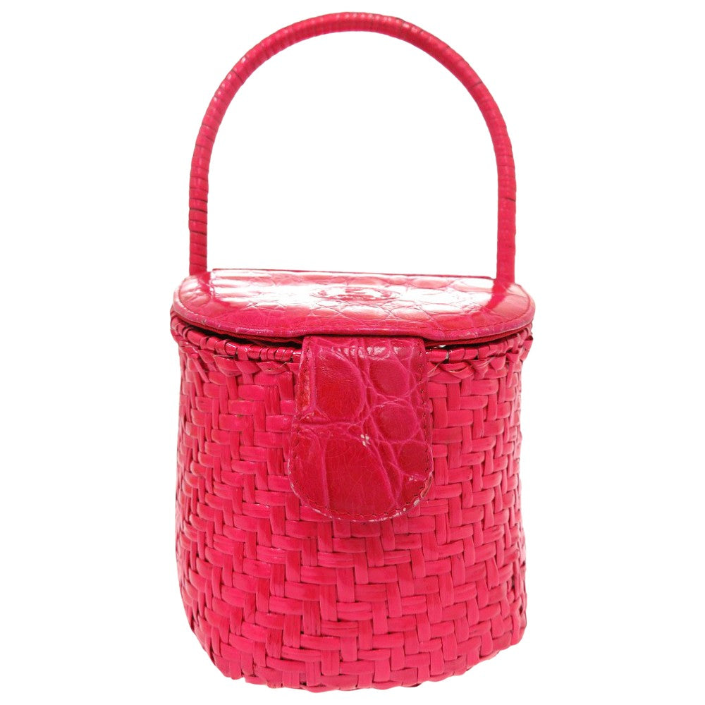 FENDI Handbag straw pink Basket bag vanity bag Women