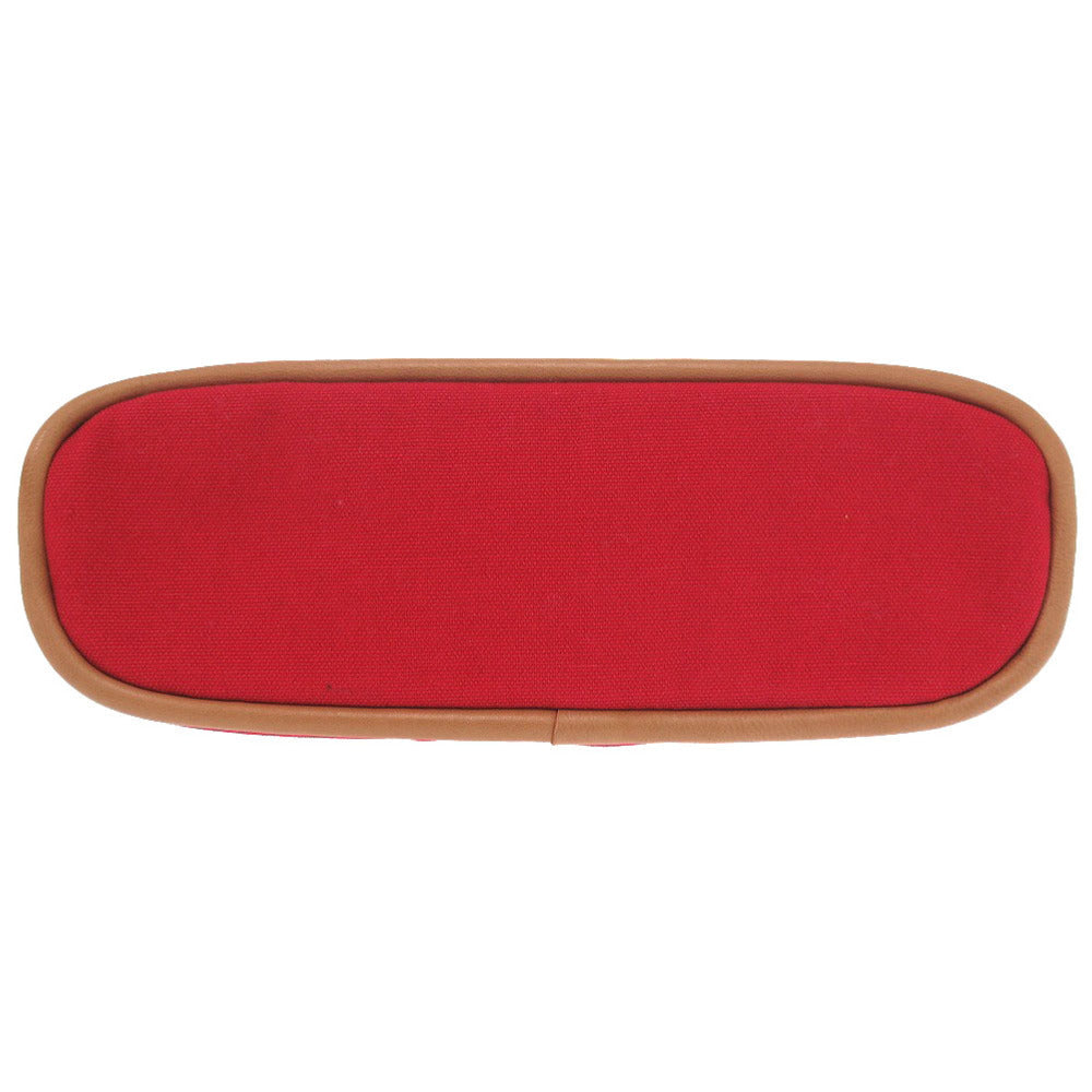 HERMES Pouch canvas Red Bored pouch 20 Women