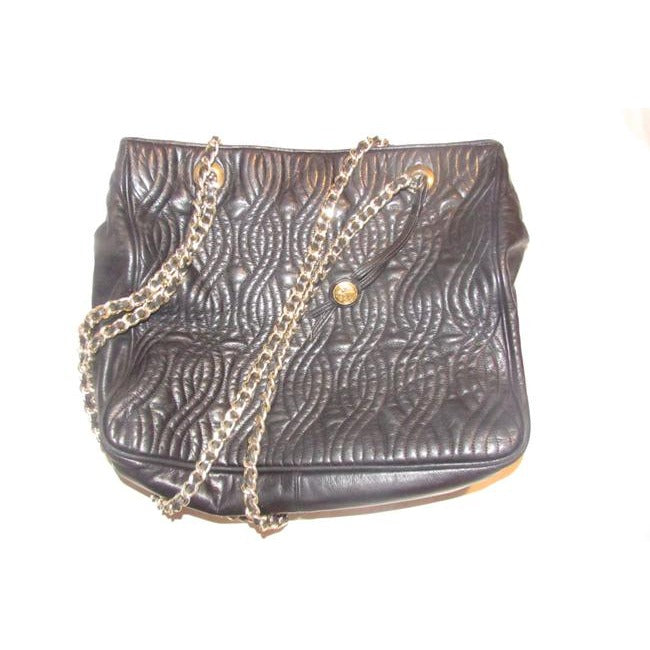 Fendi Pasta Tote Style Purses Supple Black Quilted Leather With Curvy Pasta Or Like Design An
