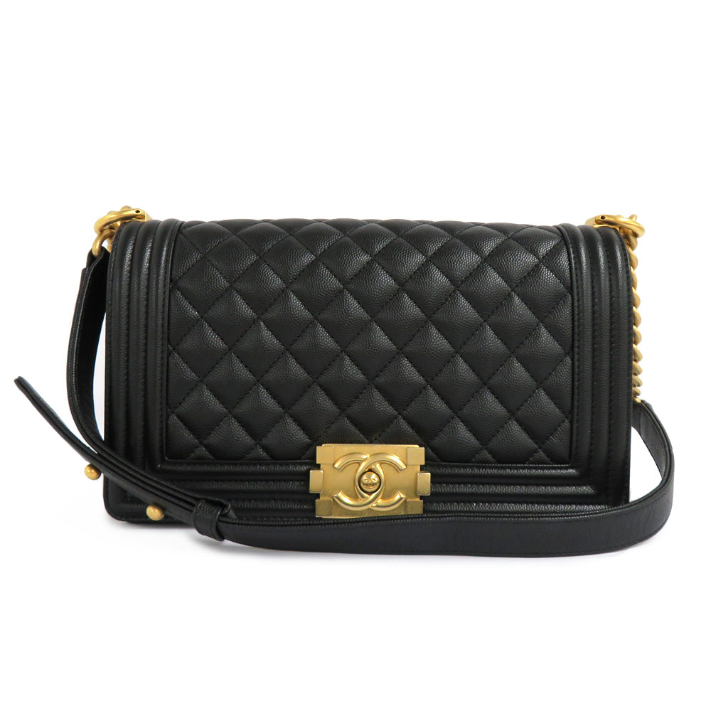 CHANEL CHANEL BOY CHANEL 25 Handbag A67086 Matrasse Chain Shoulder Bag Black G Caviar S
