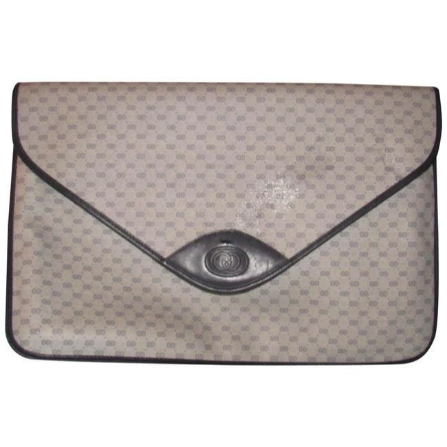 Gucci Envelope Leather Canvas Clutch