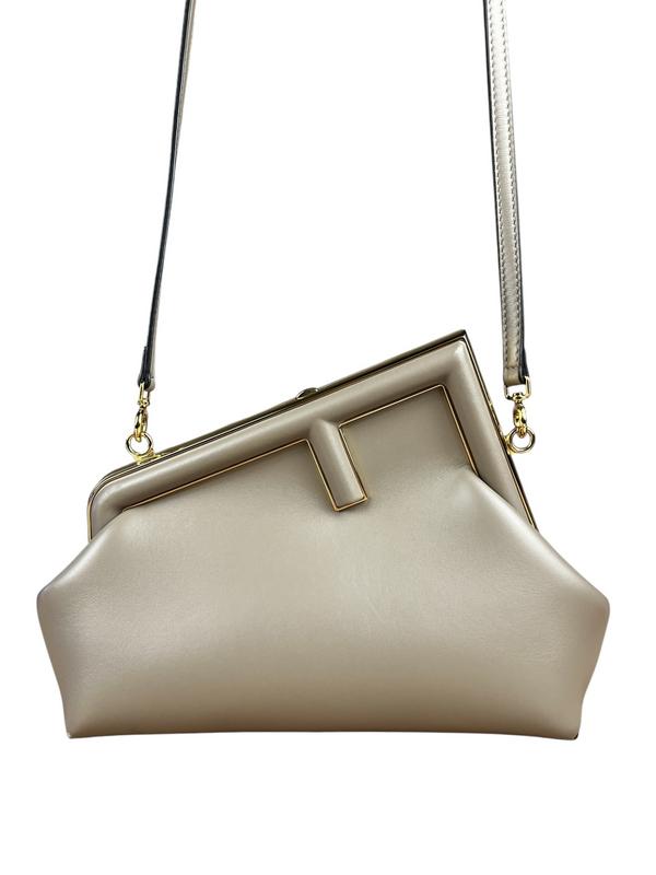 Fendi First Nappa Leather Sand Shoulder Bag