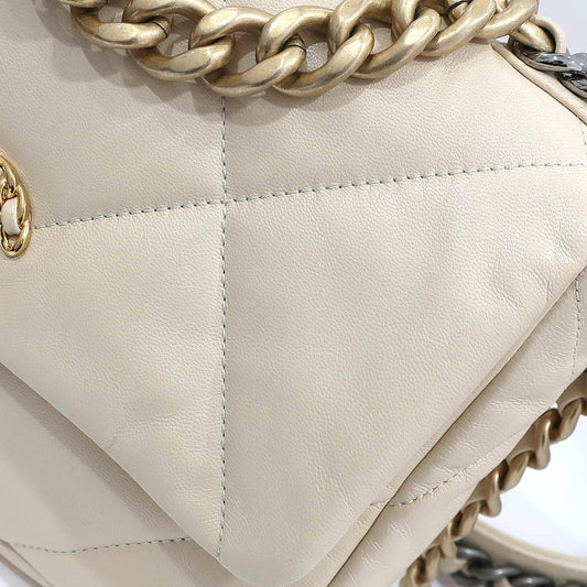 CHANEL CHANEL19 Chain Shoulder Bag Matrasse AS1160 Beige GD/SV G Woman 28th St/8-digit Purchase Certificate Box
