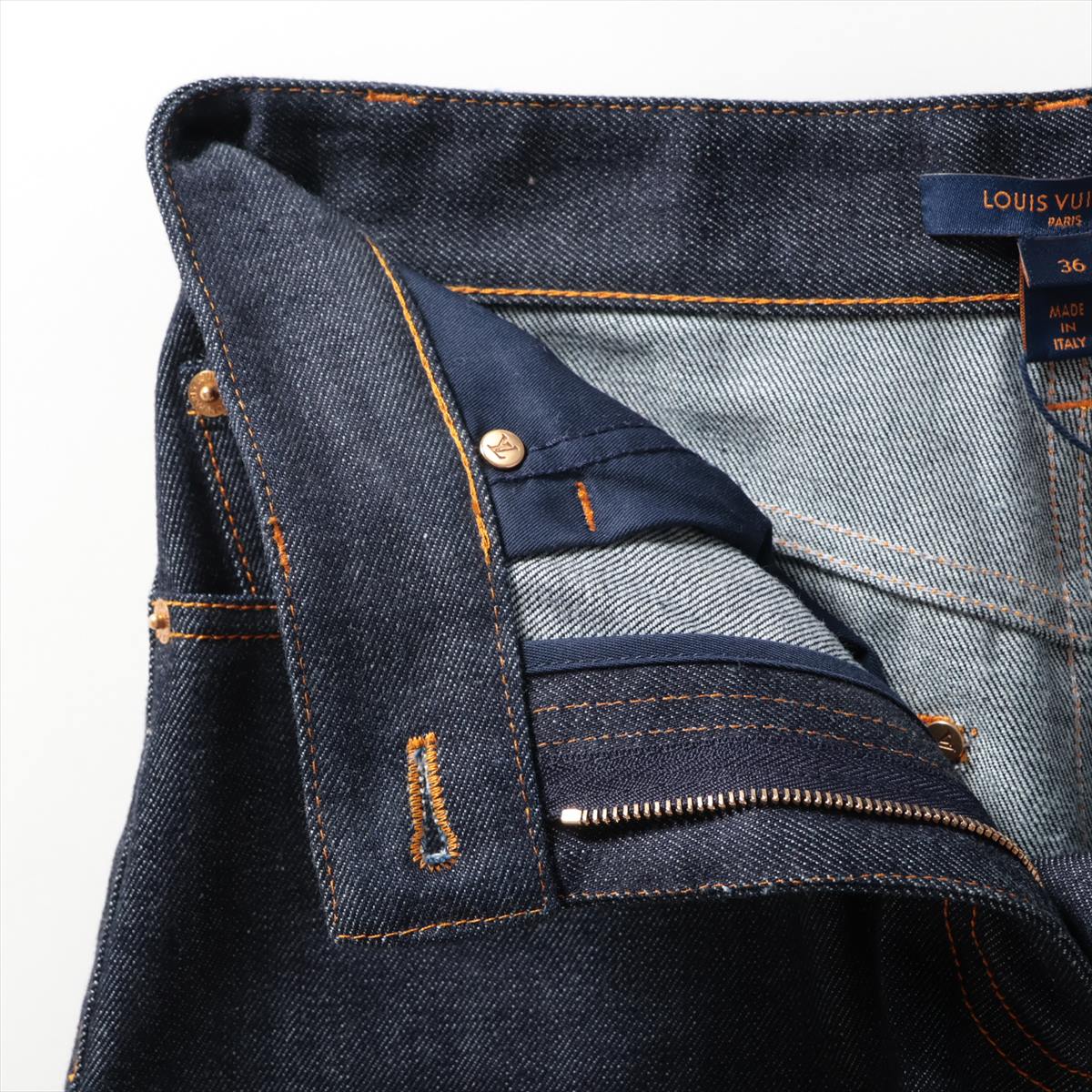 Louis Vuitton 23AW Cotton Denim Pants 36 Navy Monogram Shoes RW232W