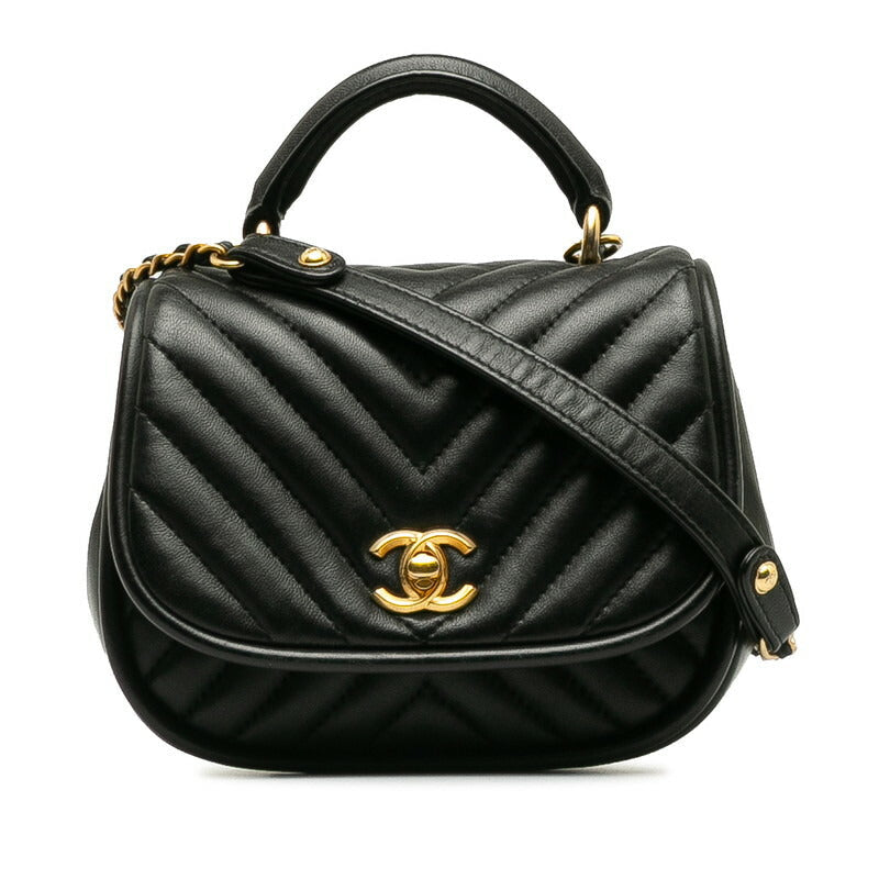Chanel Coco V Stitch Leather 2way Shoulder Bag