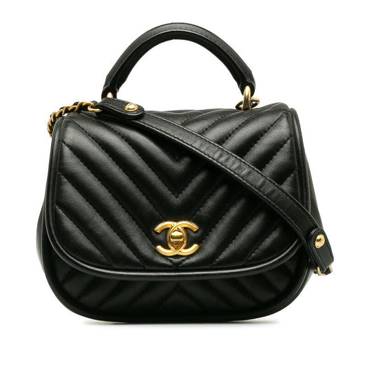Chanel Coco V Stitch Leather 2way Shoulder Bag