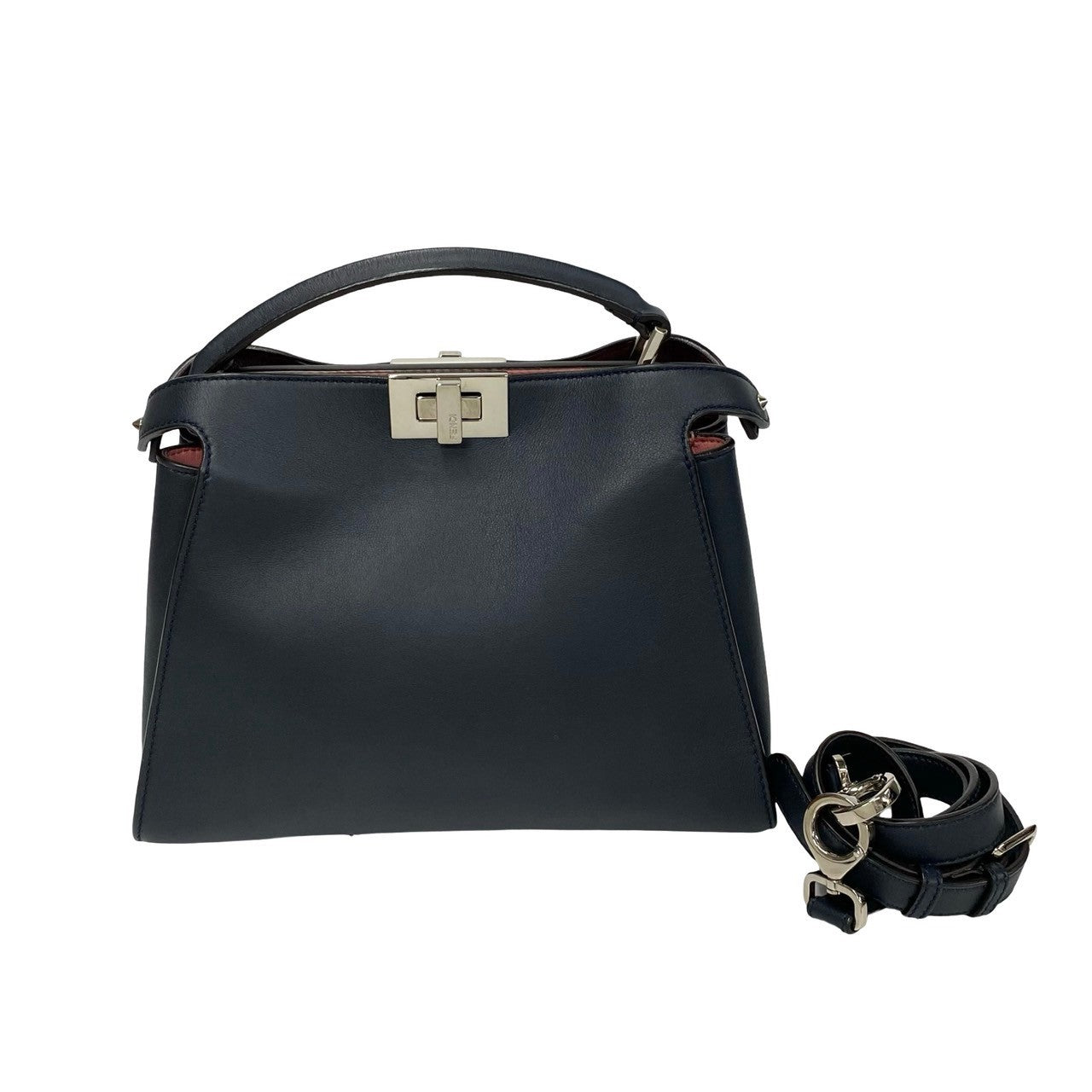 FENDI Shoulder Bag leather Navy Peekaboo Essentials Women