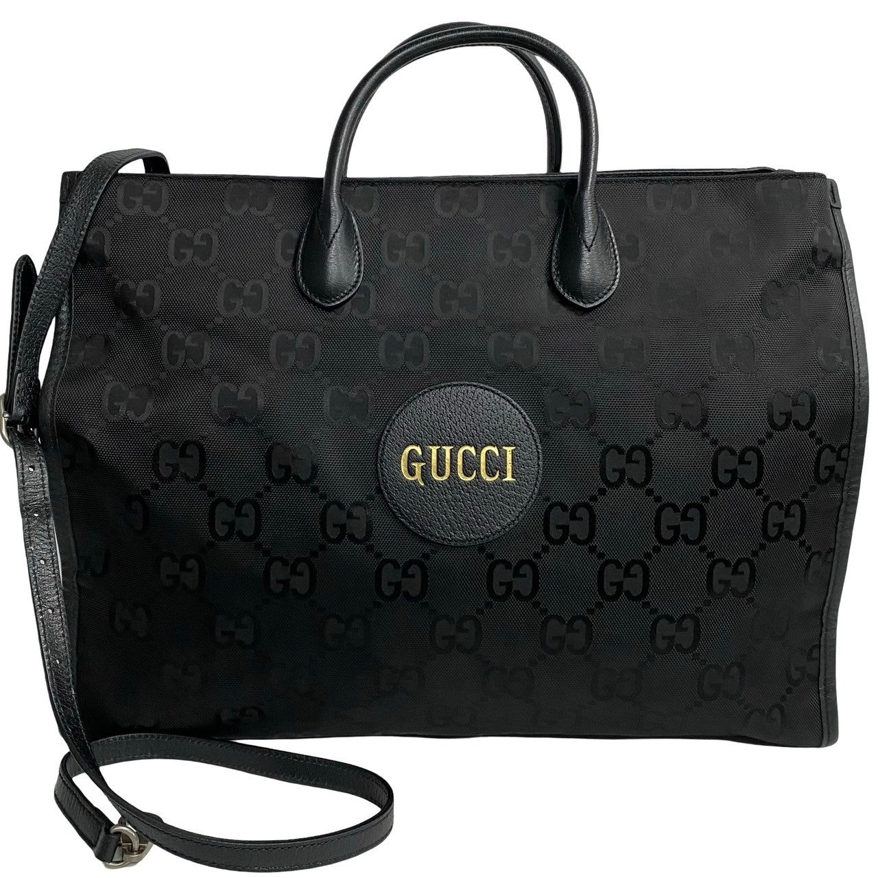 GUCCI Shoulder Bag Leather, Canvas black GG monogram Off the grid Women(Unisex)
