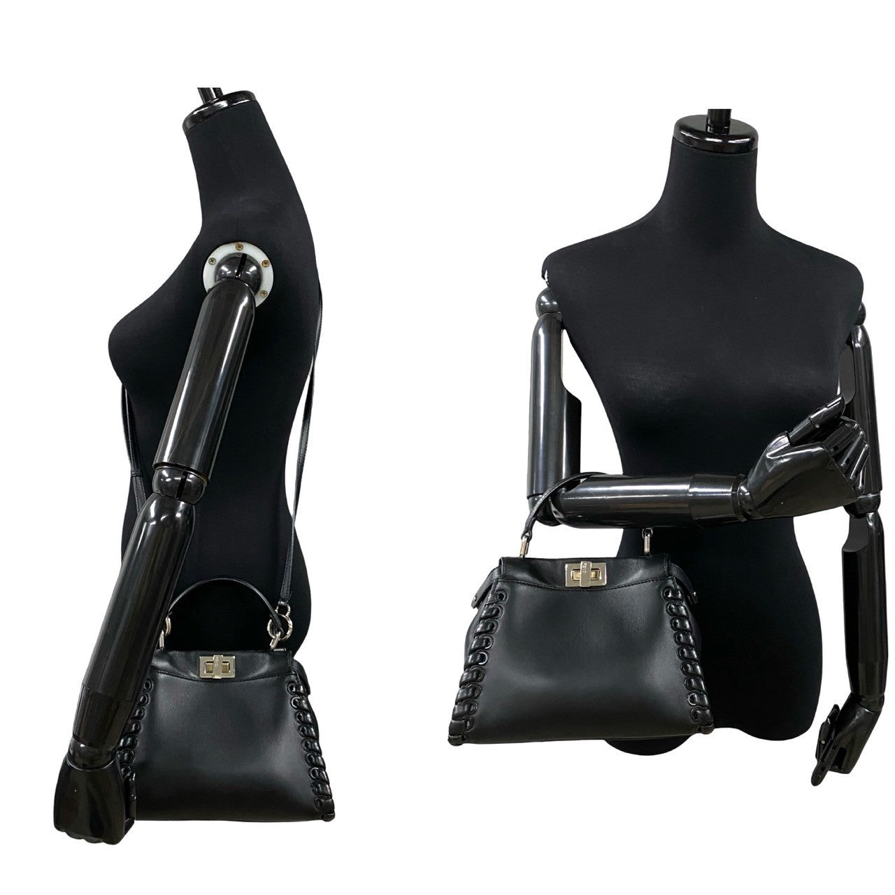 FENDI Shoulder Bag leather black Peekaboo Iconic Mini Women