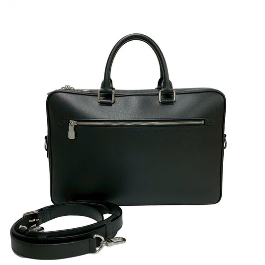 LOUIS VUITTON Shoulder Bag leather black Taiga Porto Documan-Voyage mens