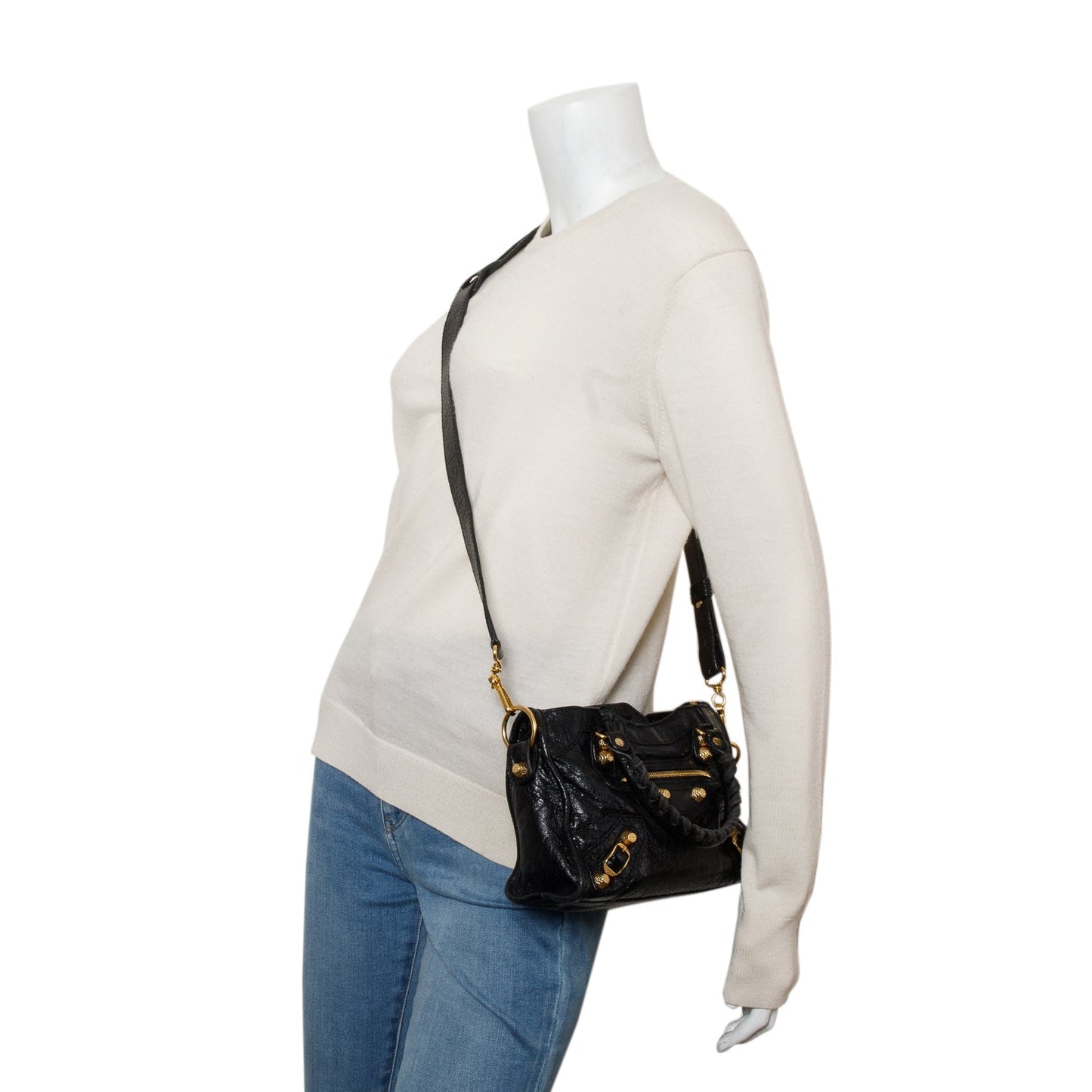 Balenciaga Black Arena Lambskin Leather Classic Mini City Bag