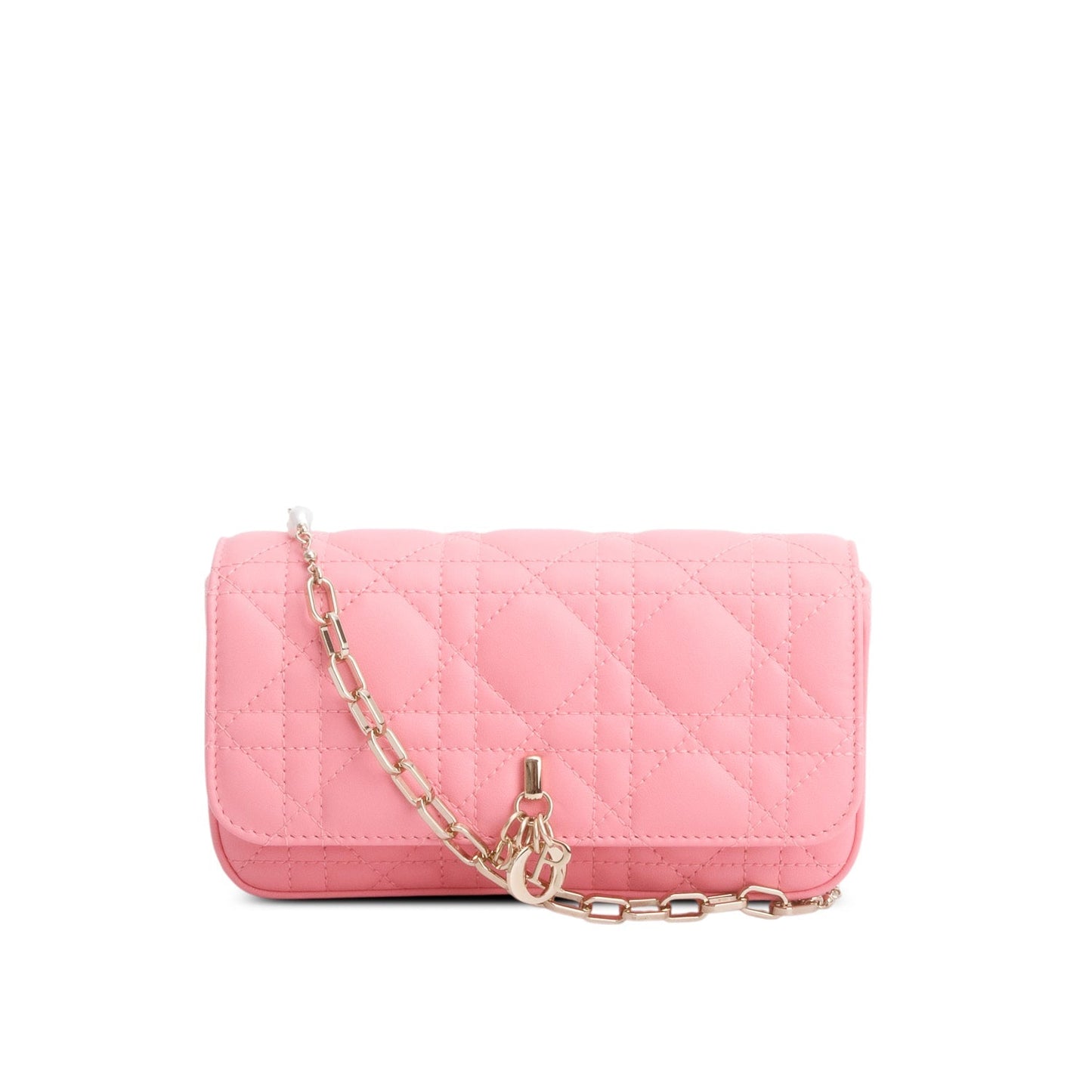 Christian Dior 2024 Pink Lambskin Cannage Dior Talk Phone Pouch