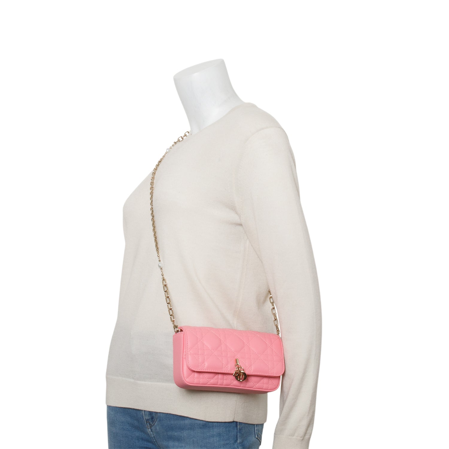 Christian Dior 2024 Pink Lambskin Cannage Dior Talk Phone Pouch