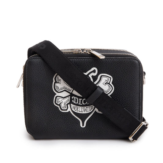 Christian Dior x Shawn Stussy Black Calfskin Leather Double Zip Crossbody Bag