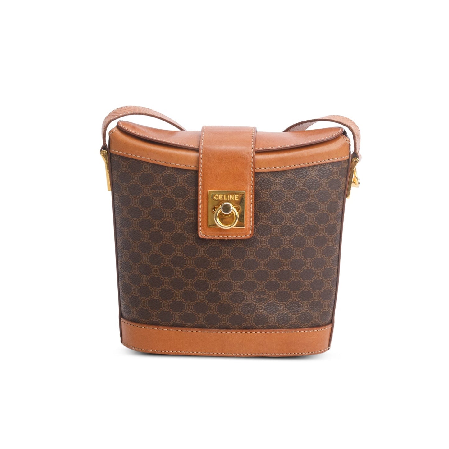 Celine Brown Triomphe Macadam Crossbody Bag