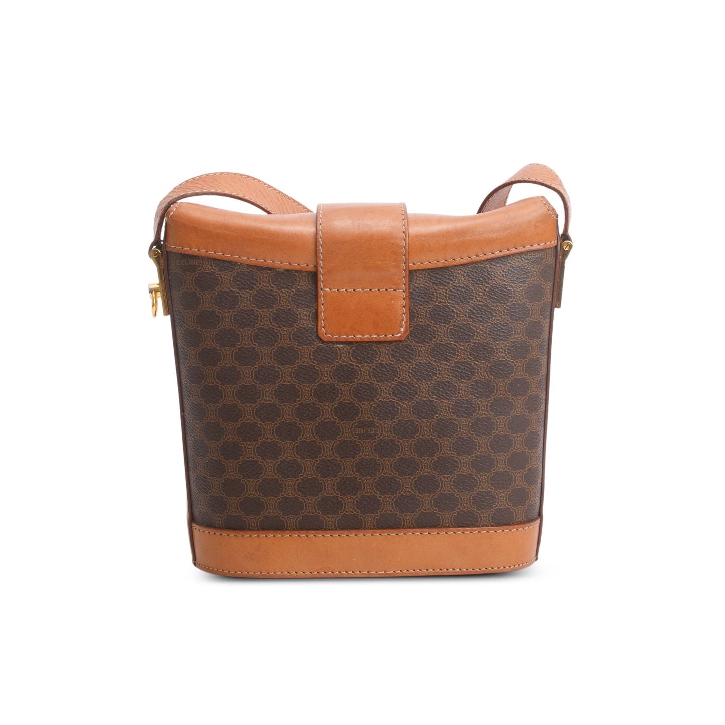Celine Brown Triomphe Macadam Crossbody Bag