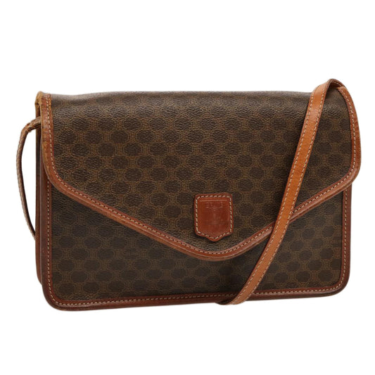 Luxury CELINE Macadam Canvas Shoulder Bag PVC Brown 70324
