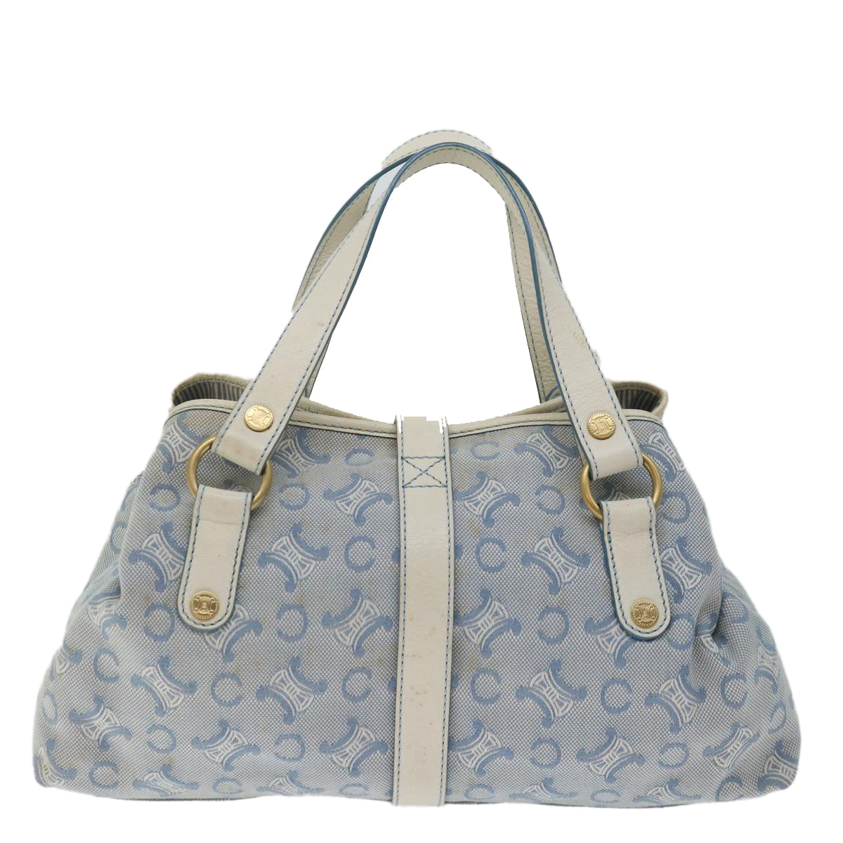 Luxury CELINE C Macadam Canvas Hand Bag Light Blue 70598